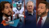 First Things First | Eagles risk using Jalen Hurts; Belichick doesn't support Mac Jones| Nick reacts