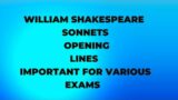 First two lines of Shakespeare's Sonnets important for various exams