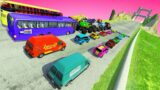 HT Gameplay Crash #|696 | Monster Trucks vs DOWN OF DEATH & Big Cars vs Speed Bumps vs Deep Water