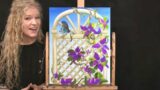 How to Draw & Paint FLOWER, VINES and BUTTERFLY with Acrylics – Paint & Sip at Home – Painting Video