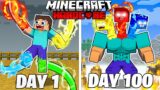 I Survived 100 Days as ELEMENTAL STEVE in HARDCORE Minecraft