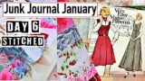 Junk Journal January: Day 6 Stitched and a sewing themed page… #junkjournaljanuary 2023