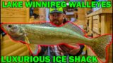 Lake Winnipeg Walleye in a $800,000 Ice Fishing Shack (CLICKBAIT) -Burgers Delivered to the Shack!!!