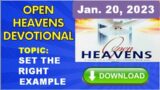 Open heaven devotional today FRIDAY, 20-1-2023 by Pst E.AAdeboye – SET THE RIGHT EXAMPLE
