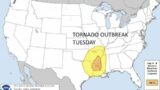 Potential severe weather outbreak and arctic outbreak