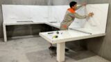 Process Construction Kitchen Table Concrete Modern, Luxury With Ceramic Tiles