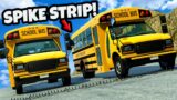 SCHOOL BUS vs SPIKE STRIP on a Mountain in BeamNG Drive Mods!