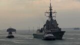 Spanish Navy Frigate SPS Alvaro de Bazan enters Portsmouth Harbour, Hampshire November 2022