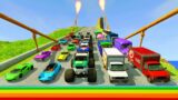 Big Cars & Monster Trucks vs Massive Speed Bumps vs DOWN OF DEATH in Thorny Road | HT Gameplay Crash