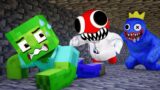 Baby Zombie Hunted By Blue and Red Rainbow Friends | Stuck in The Backroom | Minecraft Animation
