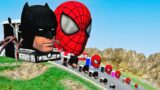 Big & Small Batman Train vs Choo-Choo Spider-Man Train vs DOWN OF DEATH | BeamNG.Drive