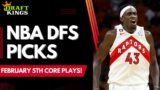 DraftKings NBA DFS PICKS | 2/5/23 | NBA DFS Picks + Core Plays