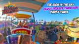 High in the Sky Seuss Trolley Train Ride | Purple Track | Seuss Landing (Jan 2023) [4K]