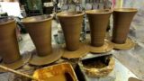 How to make some Terracotta Pottery Trumpet Shaped Wall Pots on the wheel.