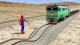 Impossible Wave Rail Tracks Vs Trains vs Spiderman in Beamng.Drive