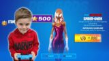 LEVEL 200 My 9 Year Old Kid Spending 500 Battle Stars Unlocking ALL Fortnite FREE Skin Styles Reward