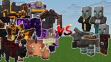 NETHER & END BOSSES vs ILLAGER MOBS TEAM (Minecraft Mob Battle)