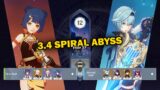 National Team & C0 Eula NEW 3.4 Spiral Abyss Full Star Gameplay | Genshin Impact