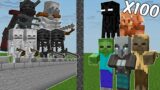 SKELETON CASTLE vs 100 VANILLA MOBS (Minecraft Mob Battle)