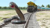 Train vs Anaconda – Stops The Train | BeamNG.Drive | Snake