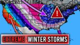 Winter Storms to Bring MAJOR Snowfall and Colder Air, Severe Weather Outbreaks?!