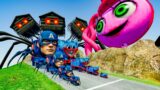 Big & Small Choo-Choo Captain America vs Huggy Wuggy the Tank Engine vs DOWN OF DEATH | BeamNG.Drive