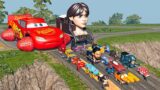 Big & Small Lightning McQueen Boy And Wednesday addams Pixar Cars vs DOWN OF DEATH – Max