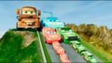 Big & Small McQueen,Chick Hiks Vs King Dinoco,Tow Mater Vs Pixar Car Vs DOWN OF DEATH -BeamNG.Drive