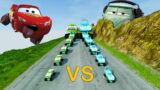Big & Small Monster Truck Chick Hicks vs Big & Small King Dinoco vs DOWN OF DEATH – BeamNG
