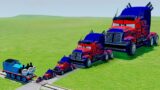 Big & Small Optimus Prime Pixarized Transformers vsThomas the Train with Triple Head in BeamNG.Drive