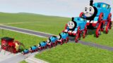 Big & Small Thomas the Tank Engine with Spinner Wheels vs Choo-Choo Iron Man Train | BeamNG.Drive