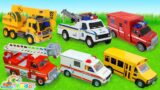 Car Toys Review Compilation: Tractor Trolley, Fire Truck, Police & Train | Kudo Truck Toys