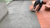 Excellent Technique Of Installing Red Terracotta Bricks On The Concrete Ceiling For The House