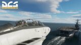F-14 Tomcat Aircraft Carrier Practice Launch and Recovery on a Smoking ship in DCS world