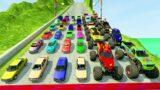 HT Gameplay Crash # 910 | Big Cars vs DOWN OF DEATH – Monster Trucks vs Massive Speed Bumps Fail