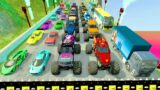 HT Gameplay Crash # 918 | Big Cars vs Massive Speed Bumps & Monster Trucks vs DOWN OF DEATH Potholes