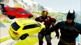 High Speed Jumps Between Iron Man & Batman – BeamNG Drive Funny Jumps With Iron Man & Batman