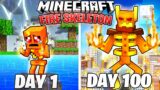 I Survived 100 DAYS as a FIRE SKELETON in HARDCORE Minecraft!