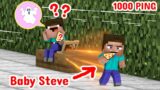 Monster School : Minecraft On 1000 Ping – Baby Steve Becomes Quicksilver Saves Everyone