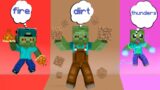 Monster School : Three Baby Zombie Brothers Have Super Powers – Minecraft Animation