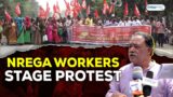 NREGA members stage protest
