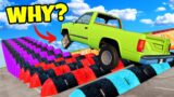 RANDOM PARTS CARS vs MASSIVE SPEED BUMPS in BeamNG Drive Mods!