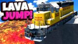 Testing Trains VS Lava Jumps in BeamNG Drive Mods!