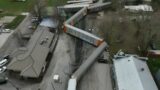 Train derails in Glendale, Kentucky, after semi got stuck on railroad tracks