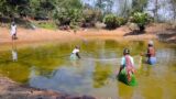 Tribe people fishing from pond and cooking with eggplant | fishing and cooking video | tribe food