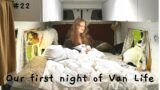 Vlog# 22 Our first night of van life ;2008 Dodge Sprinter DIY van conversion couple camping 3 pets