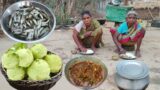 santali tribe traditional cooking SMALL FISH Curry with OL KOPI Prepared by village Grandma||