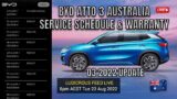 2022 BYD ATTO 3 AUSTRALIA SERVICING SCHEDULE AND WARRANTY UPDATE Q3