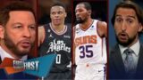 FIRST THINGS FIRST | Nick Wright reacts Russell Westbrook Clarifies His "Beef" With Kevin Durant