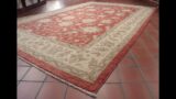 Handmade classic Afghan Ziegler carpet with warm terracotta background